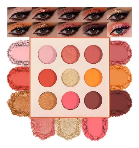 Paleta 9 Colores Warm Matte Shimmer Glitter De Hxssll