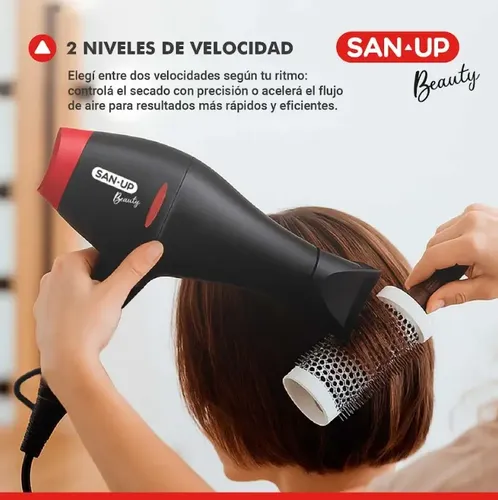 Secador San-Up CurlDry 2200W Negro con Difusor y Concentrador
