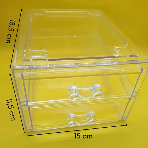 Organizador Acrílico 2 Cajones Transparente Maquillaje Joya