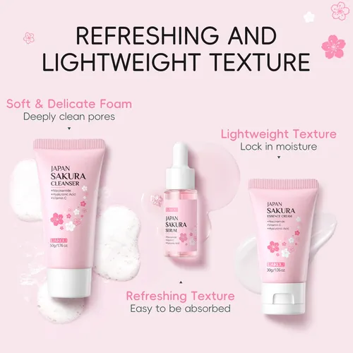 Kit De Skincare Sakura Laikou 3 Piezas – Hidratante Y