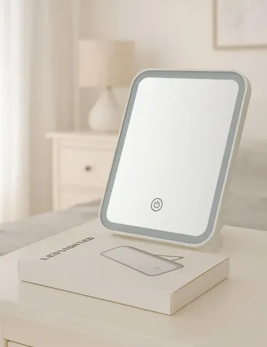 Espejo Maquillaje Luz Led Usb Recargable Giratorio Aumento