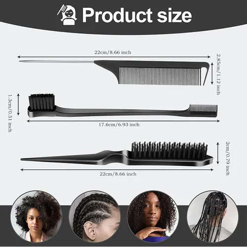 Juego De 3 Cepillos For El Cabello Liso, Incluye Cepillo De