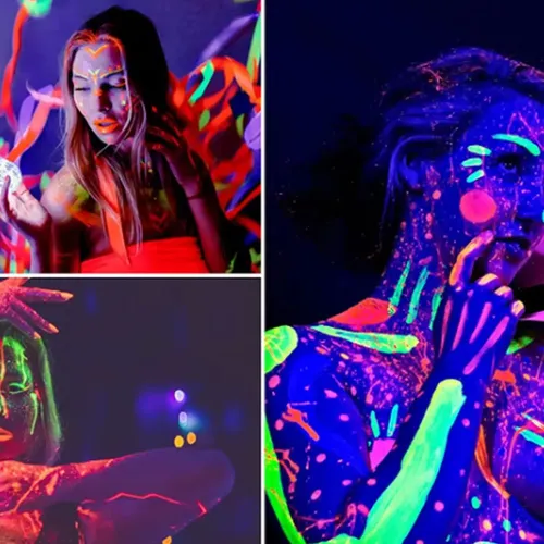 Kit Maquillaje Artístico Fluorescente Neon Luz Negra Glow