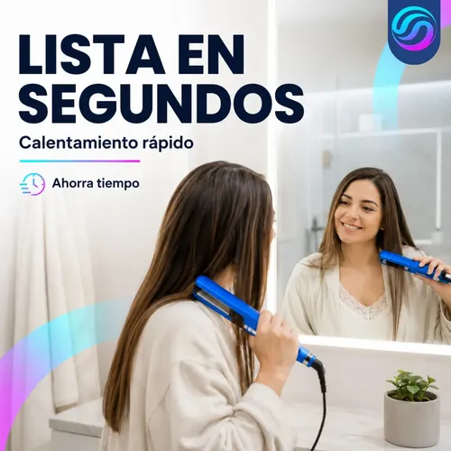 Plancha Pelo Digital Nano Titanium Hasta 250°C Color Azul Profesional Alisadora Planchita Cabello Liso Brillo Antifrizz Temperatura Regulable Cerámica Iónica Rápida Salón Hogar Viaje Premium Enarium