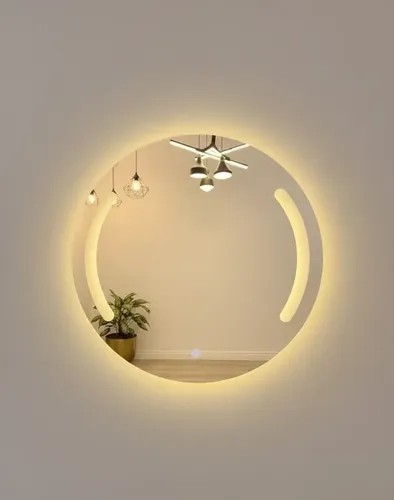 Espejo Redondo Pared Con Luz Led 60cm Touch Dimmer Pulido