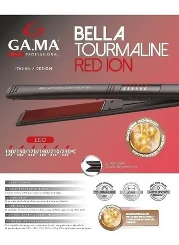 Planchita De Pelo Ga.ma Italy Elegance Bella Tourmaline Led