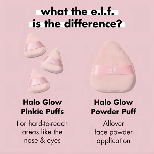 3 Mini Esponjas Terciopelo Elf Halo Glow Pinkie Puffs Color Rosa