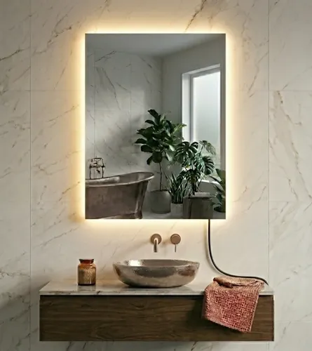 Espejo Rectangular Led 80×60 Para Baño Luz Cálida Decorativo