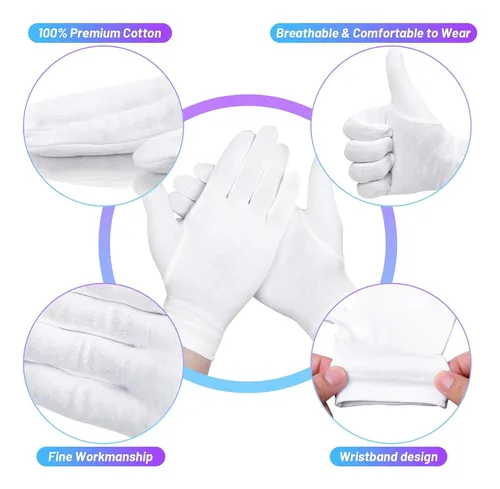 Guantes Algodón Blancos Hidratantes Para Manos Secas 6 Pare