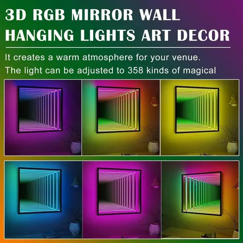 Lámpara Túnel Espejo Infinito Led Octogonal 70cm