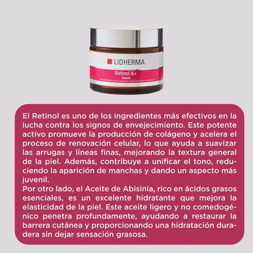 Crema Retinol A+ 50 Ml Lidherma 30+ Renovador Facial