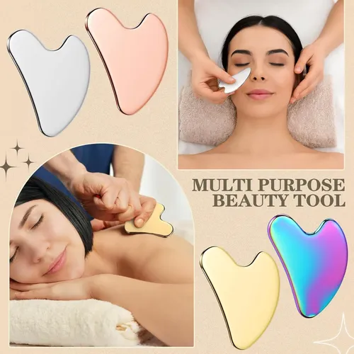 Set 4 Herramientas Gua Sha Metal Para Masaje Facial