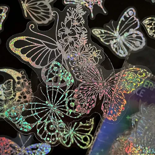 100 Pegatinas Holográficas Con Purpurina Con Forma De Maripo
