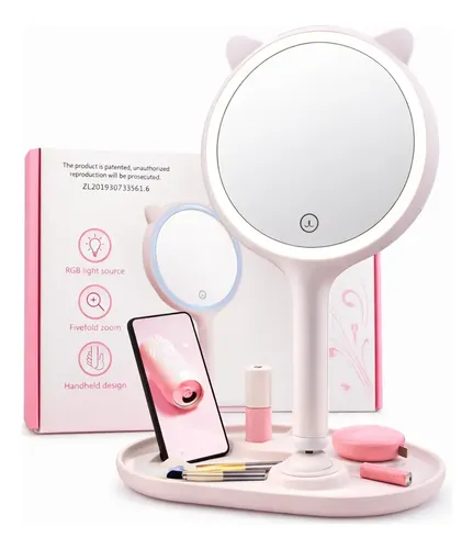 Espejo Con Luz Led Desmontable A Usb Para Maquillaje Aumento