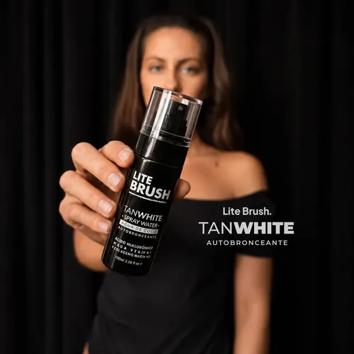 Spray Facial Autobronceante Tan White + Mini Guante LiteBrush | Aloe Vera | Vitamina E | Ácido Hialurónico | LumiGlow