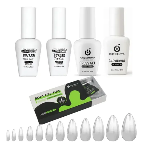 Kit Soft Gel Cherimoya Base Top Ultrabond Press Tips Lefemme