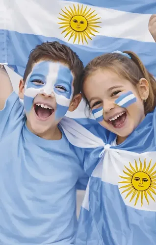 Set Maquillaje Pintura Celeste Y Blanca Argentina Bicolor$em