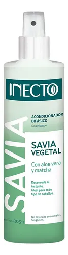 Acondicionador Bifásico en Spray Inecto Savia Vegetal con Aloe Vera y Matcha Sin Enjuague