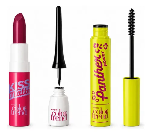 Set Maquillaje Avon Color Trend Labial, Delineador Y Rímel