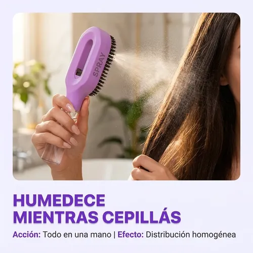 Cepillo Spray Antifrizz Masajeador Desenredante Rizos