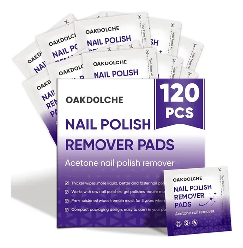 Remover Esmalte Acetona 120 Uds Oakdolche Para Gel Y Regular