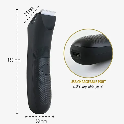 Recortadora Corporal Eléctrica Hombre Luz Led Negro