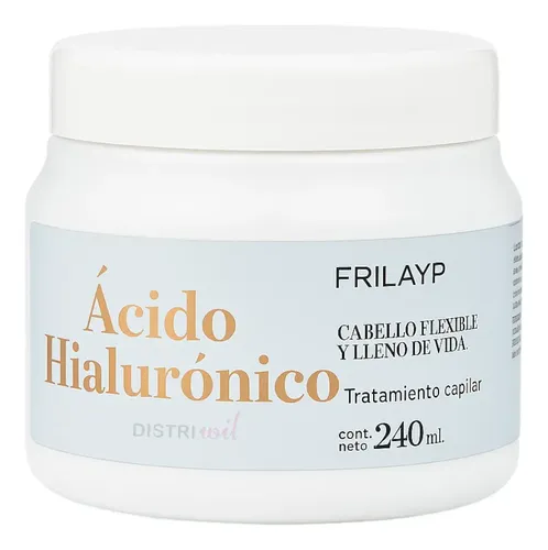 Mascara Capilar Acido Hialuronico Frilayp X240ml – Cabello Flexile Lleno De Vida Uso Profesional – Nutricion Intensa Brillo Suavidad Reparacion Extrema