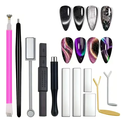 Set 11 Imanes Uñas Ojo De Gato Gel Nail Art Profesional