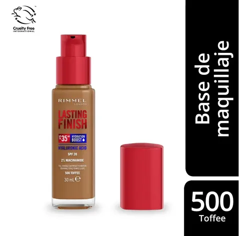 Base De Maquillaje Lasting Finish 35 Hours Rimmel London Tono 500 Toffee