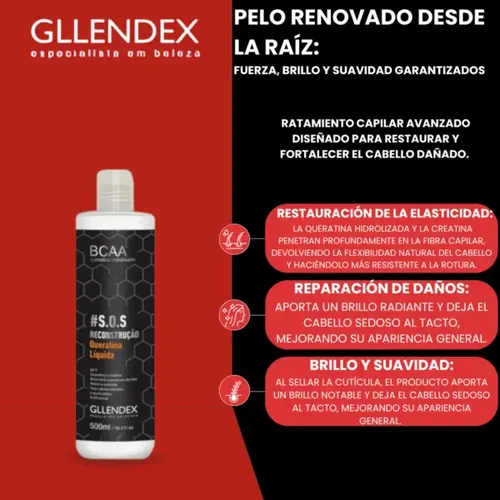 Queratina Liquida S.o.s Cauterizacion 500ml Bcaa Gllendex