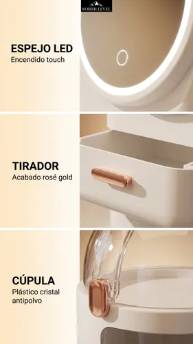 Organizador De Maquillaje Con Espejo Y Cajon Profesional