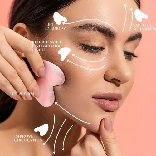 Herramienta Facial Gua Sha Baimei Rose Quartz Para Rostro Y