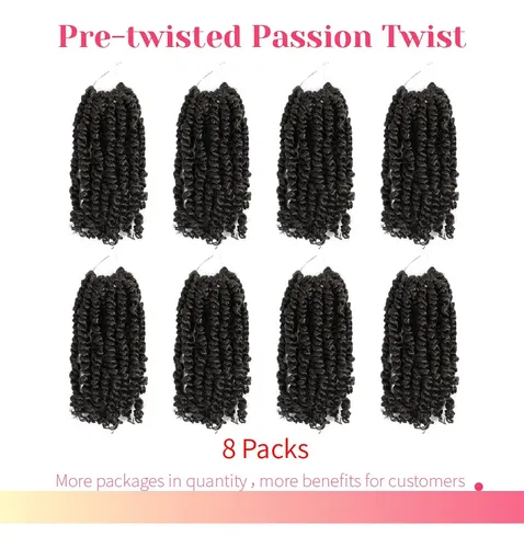 Cabello Bohobabe De Ganchillo Passion Twists, 8 Paquetes De