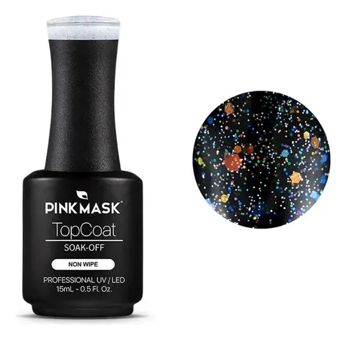 Top Coat Glitter Esmalte Semipermanente Pink Mask Manicura