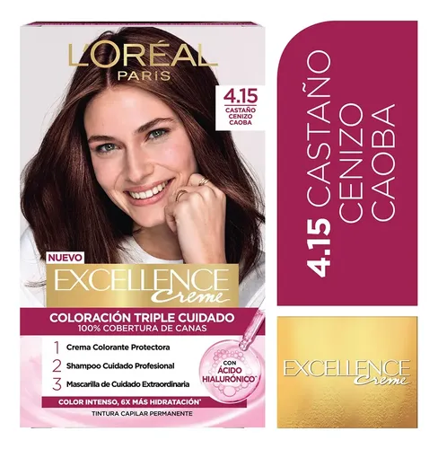 Kit Tintura Excellence Creme Tono 4.15 Castaño Cenizo Caoba