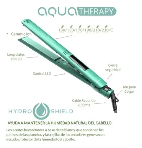 Planchita De Pelo Gama Elegance Aqua Therapy Led