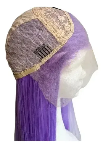 Peluca Lace Front Adiolacba Premium Símil Natural 70 Cm Tamaño De La Base Regulable Tono Lavanda