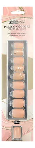 Uñas Postizas Press On Cherimoya Glitter, Pack Cuadrado Brillante de 30 Tips