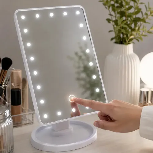 Espejo Maquillaje Led Con Luz Espejo Cosmético Funciona USB Pilas Incluye Cable Carga Mini Espejo Desmontable con Aumento