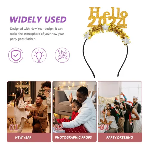 Golden 2024 New Year Party Hairband Festive Star Headband