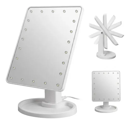 Espejo Para Maquillaje Luz Led Táctil Mesa Giratorio 360