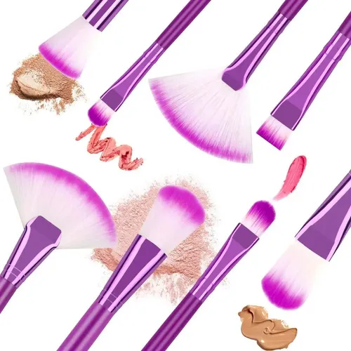 Set Completo 24 Brochas Maquillaje Pinceles Estuche Make Up Color Violeta