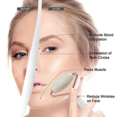 Rodillo Facial Jade Verde Masajeador Para Piel Y Ojos