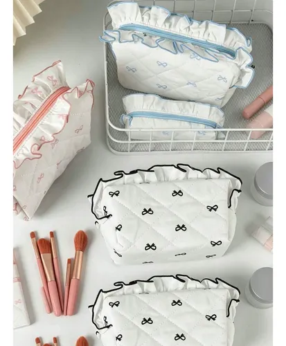 Bolsa De Maquillaje Negra De Viaje Con Cinta Para El Pelo, P