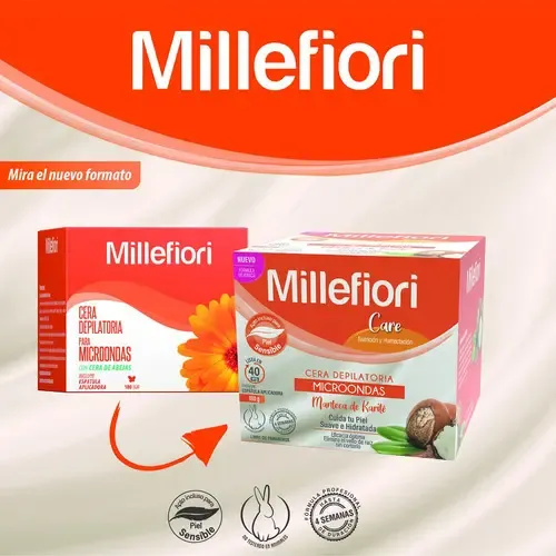 Cera Depilatoria para microondas Millefiori extracto manteca de karite