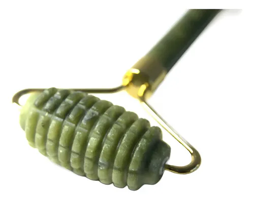 Masajeador Facial Caliber Jade Doble Rodillo Con Puntas Color Verde
