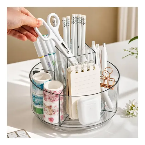 Organizador Acrilico Cosmeticos Pinceles Lápices Giratorio