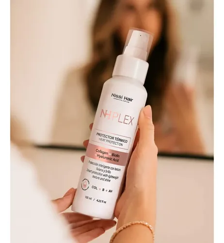 Protector Térmico Nissi Hair Nh Plex Colágeno Biotina Acido Hialuronico 125ml Formula profesional sin sulfatos sin parabenos Cruelty Free y con filtro Uv