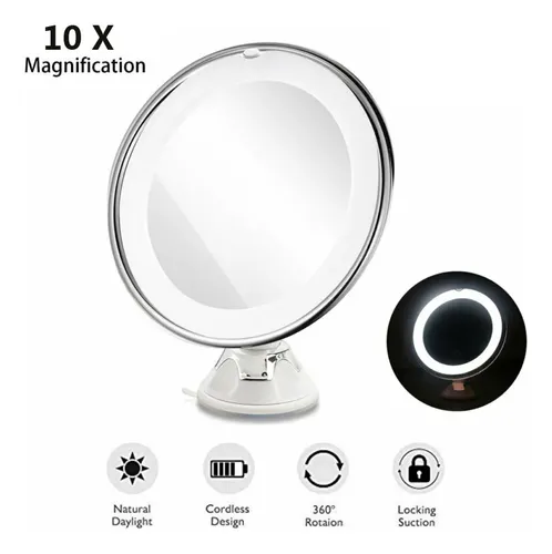 Espejo De Maquillaje Redondo De Sobremesa Led Con Aumento De