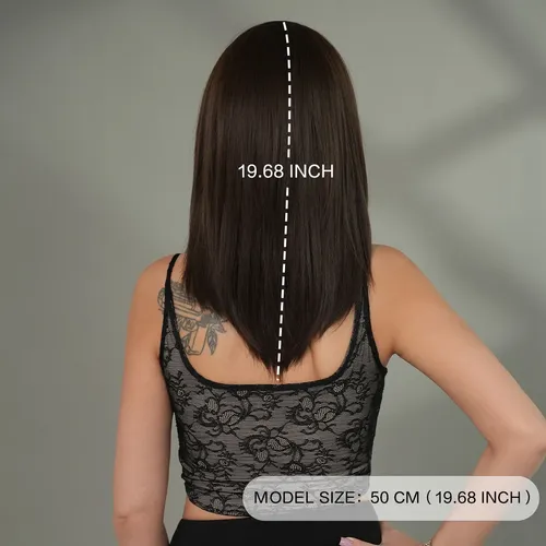 Pelucas Mujer Cabello Natural Alargado Negro Marrón Sin W